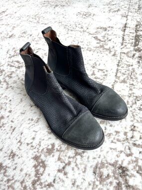 Sixtyseven Anthropology Black Textured Leather Chelsea Ankle Boot -Made in Spain
